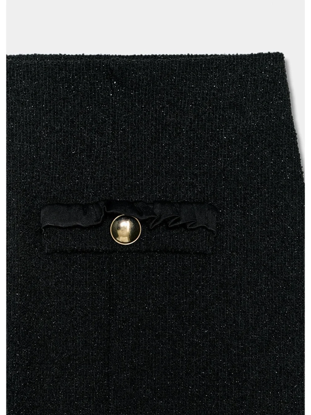 Zara NWT Black gold metallic thread Wide-Leg gold button Pants
